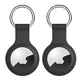 [2 Stück] AirTag Hülle Schlüsselanhänger - Schutzhülle Apple Airtags Silikon - Anhänger für Schlüssel, Taschen, Gepäck (Schwarz, 2 Stück)