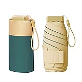 Kompakter Regenschirm,6 Rippen Klein Taschenschirm Windfest UV Schutz Ultraleicht Regenschirm mit Aufbewahrungstasche altbarer Reiseschirm Faltbar Robust Mini Umbrella für Sonne und Regen (Green)