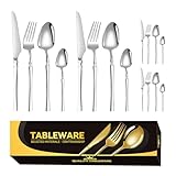 Edelstahl Besteck - Robuste Ausführung Mit Gabel Löffel Und Messer - 16-teiliges Edelstahl-Besteck-Set - Für Küche Haushalt Wohnung Kochen Mittagessen Reisen Camping Steak Essen