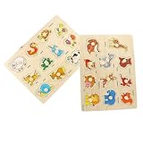 ibasenice 2 Sätze Brettpuzzle Greifen Kindererziehung -Puzzle- Puzzle- Für Steckpuzzle Für Tierische Rätsel -rätsel Holz