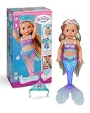 BABY Born Meerjungfrau - 43 cm große Puppe - Hochwertiges Haar mit bunten Strähnen - Leuchtende Schwanzflosse - Funktioniert mit Batterien - Geeignet für Kinder ab 3 Jahren