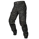 CARWORNIC Herren Camouflage Hose Cargohose Taktische Hose Für Herren Wasserdicht Outdoor Hosen Paintball Armee Combat Militär Hose Schwarz Arbeitshose Multi-Taschen