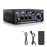 Hifi Verstärker - KKMOL Stereo Verstärker, AK45 Mini Bluetooth Radio Audio Verstärker Receiver, Wiimp Amp,12V/ 220V 400W 2 Kanäle Digitale Endverstärker Soundverstärker mit USB, SD Card, Fernbedienung