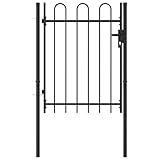 YJKKZQLB Zauntor, Einzeltür mit gewölbter Oberseite, Zauntor, Gartentor, gewölbte Oberseite, Absperrungsrand, bietet Privatsphäre und Sicherheit, Stahl, 1 x 1,2 m, gewölbte Oberseite