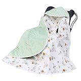 Miracle Baby Einschlagdecke Babyschale Sommer Baumwolle Reversible Decke Universal Kuscheldecke 90x90cm für babyschale Kinderwagen mit 8 Punkt Gurt Löcher