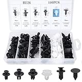 100 Stück Auto Befestigung Clips, 6 Arten Türverkleidung Klammern, Universal Stoßstangen Zierleisten Plastikklips Set, Spreiznieten Karosserie Befestigungssatz