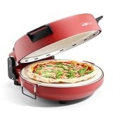 Clatronic® Pizzaofen | 350°C Pizzarette | italienische Steinofen Pizza zu Hause | Pizzaofen elektrisch | auch für Tiefkühlpizzen | Pizza in unter 5 min. | Pizzamaker inkl. Pizzastein Ø32cm | PM 3787