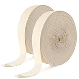 NEUSID Baumwoll Schrägband 40m, 2 Rolle Baumwollband 20mm Nahtband Gurtband Baumwolle Köperband Stoffband Einfassband zum Nähen für Heimwerker Handwerk Stricken, Beige