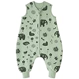 Looxii Schlafsack Baby mit füßen 1.0 Tog Baumwolle BabySchlafsack Herbst Ganzjahres Schlafsack mit Beinen für Kinder 6-18 Monate Jungen Mädchen 70 cm