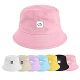 UMIPUBO Fischerhut Bucket Hat Smile Herren Damen Bunt,Sonnenhut Sommerhut Bestickte Fischerhüte,Blumendruck Früchte Druck Mütze,Freizeithut Anglerhut Unisex Hüte (Smile - Rosa)