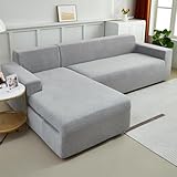 WULTNICEW Sofa Überzug Sofaschoner Sofabezug 3 Sitzer, Sofa Bezug Stretch Sofa Cover Überwurf Universal Couch überzug, Ecksofa für L Form Erfordert Zwei Couchbezug(3SITZER, Hellgrau)