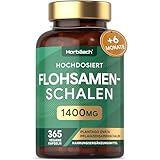 Flohsamenschalen Kapseln | 6 Monate Vorrat - 365 VEGANE Präbiotika Kapseln | 750mg pro Kapsel | Ballaststoffe | Psyllium Husk | Fiber Supplement | von Horbaach