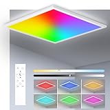 Oraymin LED Panel Deckenleuchte RGB, Deckenlampe Dimmbar mit Fernbedienung 28W 3100LM, LED Panel Farbwechsel, Speicherfunktion, 3000K-6500K Quadrat Lampe für Wohnzimmer Schlafzimmer, 45x45 cm