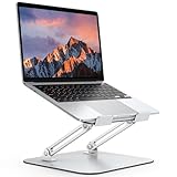 OMOTON Aluminium Laptop Ständer, Ergonomischer Notebook Ständer mit Belüftung, Faltbarer Laptop Halterung, Kompatibel mit MacBook und Allen Laptops (10-17.2 Zoll), Silber