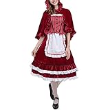 Haiorziyou Rotes Samt Kleid Damen Halloween Oktoberfest Kleid Body Sculpting Bühnenkostüm Kostüm Kleid Elegant Kinder