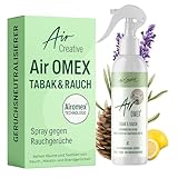 Air Creative® Rauchgeruch Entferner Spray - Anti Tabak Geruchsneutralisierer gegen Zigaretten & Nikotingeruch für Wohnung, Auto & Textilien