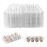 Sophisticate 35 Stück Wachteleierschachteln,Eierschachteln Wachteln,12-Gitter PVC Quail Eierhalter Transparente Quail Eierschalen mit Deckel Eier Aufbewahrungsbox für Kühlschrank