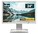 Fujitsu Display P24W-7 LED 24 Zoll Business Computer Monitor, Desktop Gaming Monitor, Full HD+ (VGA - DisplayPort - DVI - HDMI - Lautsprecher - USB-HUB - VESA), PC Bildschirm, weiß (Generalüberholt)