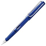 LAMY safari moderner Füllhalter 014 aus robustem Kunststoff in blau mit ergonomischem Griff und Stahlfeder Stichbreite M, inkl. Tintenpatrone LAMY T 10 blau