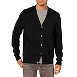 Amazon Essentials Herren Strickjacke aus Baumwolle, Schwarz, S