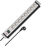 Brennenstuhl Premium-Line, Steckdosenleiste 8-Fach - 19' Format ideal für Serverschränke (Mehrfachsteckdose mit Schalter und 3m Kabel, Made in Germany) schwarz/grau