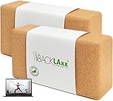 BACKLAXX ® Yoga Block 2er Set aus Kork - 100% nachhaltiger Yogablock, perfektes Yoga Zubehör und Pilates Zubehör, 2 Yoga Blöcke als Yoga Set inkl. Anwendungsvideos, Yogablock 2er Set, Yogablöcke