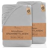 NatureMark Mikrofaser SPANNBETTLAKEN 2er Pack zum Sparpreis! viele Größen und Farben Markenware (Bettlaken 90 x 200 cm - 100 x 200 cm - Silber Grau)
