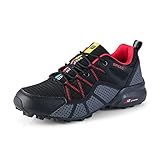 DHFMNLS Herren Fahrradschuhe, Rennradschuhe für Herren, Sneakers Frauen Atmungsaktive Freizeitschuhe,blackred-47