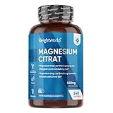 Magnesiumcitrat - 240 vegane Kapseln - 440mg Elementares Magnesium pro Portion - Magnesium trägt zur Verringerung von Müdigkeit & Erschöpfung bei (EFSA) - 4 Monate Vorrat - Glutentfrei - WeightWorld'