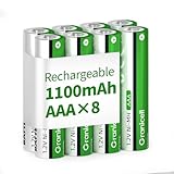 Granicell AAA Wiederaufladbare Batterien 1100 mAh Hohe Kapazität 1500 Zyklen, 1,2V NiMH Niedrige Selbstentladung AAA Batterie, 8er Pack