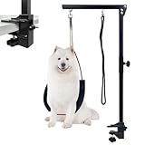 LZQ Pet Grooming Arm mit Klemme, Haustier Fellpflege Arm Faltbarer, Hundefrisiertischarm 270° Drehung, 35 Zoll Verstellbarer Halftergeschirre Tierpflegetisch für Große und Kleine Hunde
