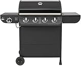 Gasgrill 'COLUMBUS' von El Fuego® 4 + 1 Brenner Grill Smoker Grillwagen BBQ, inkl. Seitenbrenner, verchromter Warmhalterost, Brenner aus Edelstahl, auf Rädern AY 563