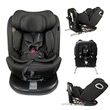 Cabino Kindersitz Autokindersitz Gruppe 0/1/2/3 Transit i-Size 360° Drehbar - Schwarz, Isofix & Top Tether - Mitwachsend,für Kinder von Geburt bis 12 Jahren, Erfüllt i-Size Norm