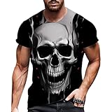 Männer Basic Tshirt 3D Druck Oberteile Skelett T-Shirts für Herren Sommer Kurzarm T Shirt Casual Rundhals T Shirts Leicht Baumwolle Regular Fit Tops Slim fit Sportshirt