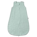 Makian Sommerschlafsack Mull, ärmellos - Leichter Baby Schlafsack ohne Ärmel für Sommer und Frühling, 100% Baumwolle, ÖkoTex Standard 100 - Mint - 70 cm
