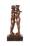 Decoratie Bronzefigur Skulptur Motiv: 2 Männer küssend nackt Akt auf Marmorsockel Bronze Höhe 27,5 cm