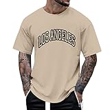 Oversized Tshirt Herren Tshirts Vintage Casual Oberteile Sommer Shirt Sport Streetwear Weit Briefdruck Tshirt Vatertag Lose T-Shirt Rundhals Sommershirt Kurzarm Drucken Tops