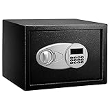Amazon Basics Tresor aus Stahl, Sicherheit für Zuhause, mit digitaler Tastatursperre – für Bargeld, Schmuck, Ausweise, Dokumente, 14 l, 35cm x 25cm x 25cm (B x T x H), Schwarz