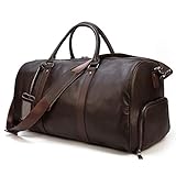 Reisetaschen Herren echt Leder Weekender Tasche Großen Kapazität Reisetasche Unisex Vintage Handgepäck Bag, Braun