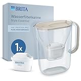 BRITA Wasserfilter Kanne Style Essential sand (2,4l) inkl. 1x MAXTRA PRO Pure Performance – Kühlschrankgeeignete Filterkanne mit Smart Light LED & Klapp-Deckel, filtert Verunreinigungen & mehr