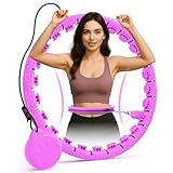 JLoibao Smart Hula Hoop Reifen Erwachsene Zum Abnehmen, 24-Stufiger Infinity Hula-Hoop (77-132cm) Mit Gewich Kugel, Einstellbar Fitness Leise Abnehmen Ausrüstung, für Anfänger und Kinder (Violett)