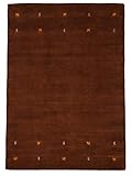 carpetfine Wollteppich Gabbeh Uni Braun 60x90 cm | Moderner Teppich für Wohn- und Schlafzimmer