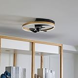 Starluna LED Deckenventilator mit Lampe 'Varyk' dimmbar Fernbedienung (Modern) in Schwarz aus Metall u.a. für Wohnzimmer & Esszimmer (1 flammig,) - Ventilator, Wohnzimmerlampe