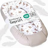 balelu Babynest für Neugeborene, Baby Nestchen – Oeko-TEX Zertifiziert, 100% Baumwolle, maschinenwaschbar –Tragbares Babynest für zuhause & unterwegs, sicher & gemütlich – 100x58x12 cm, Beige