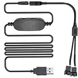 VISSQH 12V PC Lüfter Drehzahlregler,USB DC 5 V Step up zu 12V 2 polig Fan Speed Controller Governor mit 1 zu 2 PC Fan Power Adapter Kabel