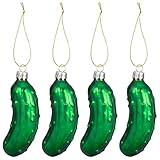 4pcs Weihnachtsgurke, Christbaumschmuck Glas Gurke, Christbaumkugeln Grüne Gurke, 2025 Lustiger Weihnachtsbaumschmuck, 95mm Klein Weihnachtsbaumanhänger, Glas Geblasen Tannenbaum Schmuck (Matt)