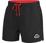 Ladeheid Herren Badehose Badeshorts Schwimmhose Bademode Strandmode LAZA1003 (Schwarz Rot, 4XL)