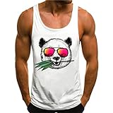 HOTCAT Tank Top Herren Tank-Top Panda Bär Aufdruck Tiermotiv mit Sonnenbrille Fashion Streetstyle Muskelshirt Muscle Shirt