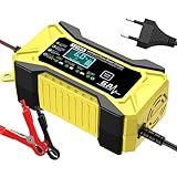 Kfz-Batterieladegeräte, 12 V – Intelligentes Wartungs-Ladegerät, tragbar, 12 V, für Motorrad | elektronisches Fahrzeug mit LCD-Display und thermischer Ausgleich für Boot, LKW, Anhänger, Camping