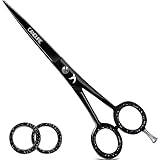 Candure Haarschere Friseurschere Profi 6 Zoll Haarschneideschere Haare und Bart Schere Leicht Schere Haare Schneiden, Hair Scissors für Männer, Frauen, Kinder und Haustiere (6', Matt Schwarz)